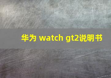 华为 watch gt2说明书